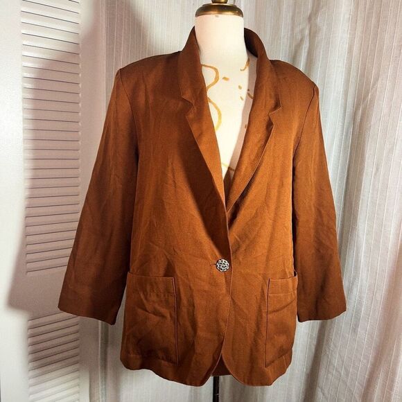 Requirements | Women’s | Jackets | Petite 14 |Vintage Chocolate Brown Light Blaz - Picture 1 of 5